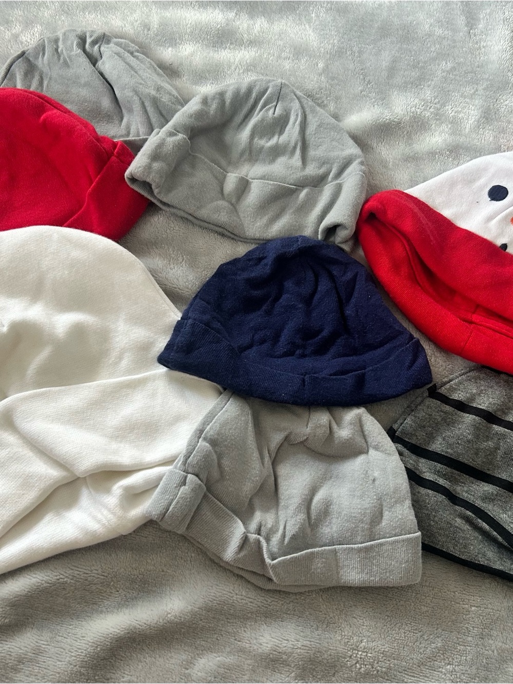Kids Soft Knit Beanie Hat - Navy, Gray, Red, White